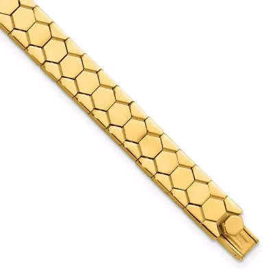 14K Yellow Gold Polished Hexagon Design Bracelet