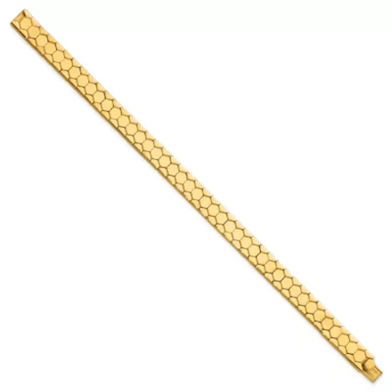 14K Yellow Gold Polished Hexagon Design Bracelet