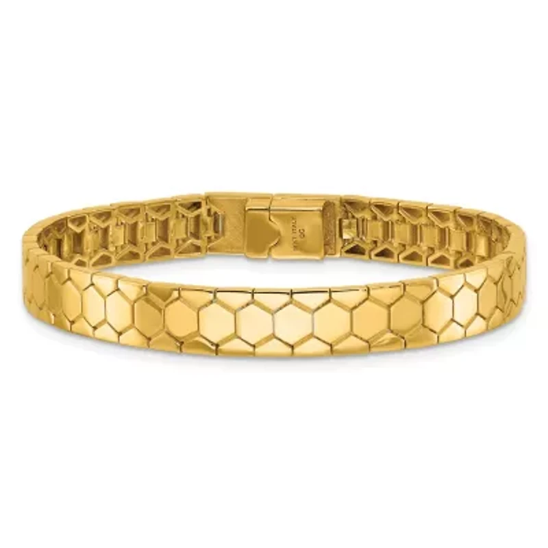 14K Yellow Gold Polished Hexagon Design Bracelet