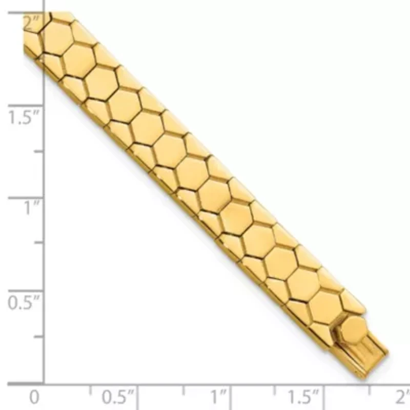 14K Yellow Gold Polished Hexagon Design Bracelet
