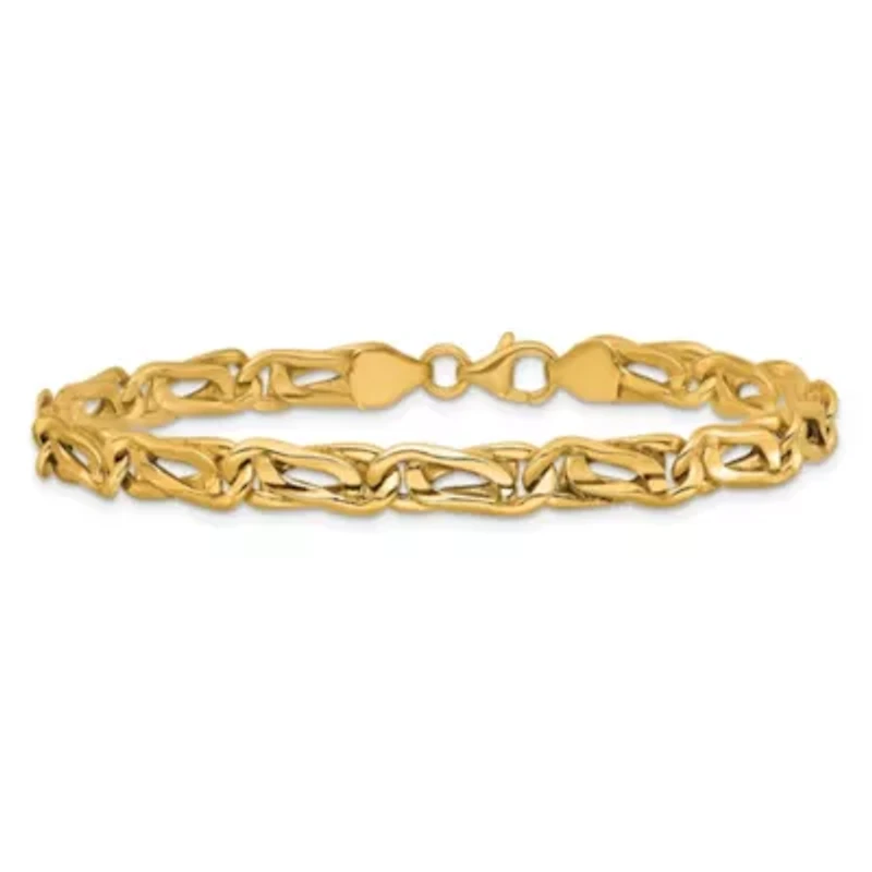 14K Yellow Gold Polished Fancy Link Bracelet