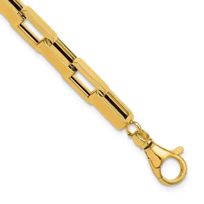 14K Yellow Gold Polished Fancy Rectangular Link Bracelet