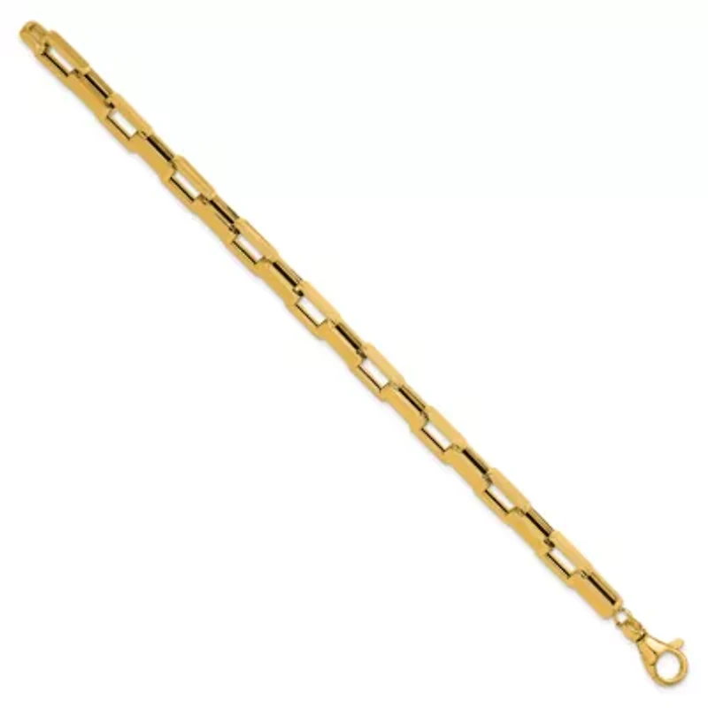14K Yellow Gold Polished Fancy Rectangular Link Bracelet