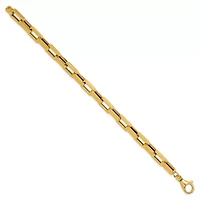 14K Yellow Gold Polished Fancy Rectangular Link Bracelet
