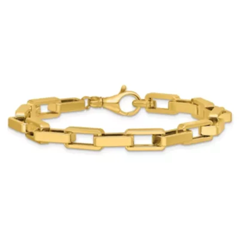 14K Yellow Gold Polished Fancy Rectangular Link Bracelet