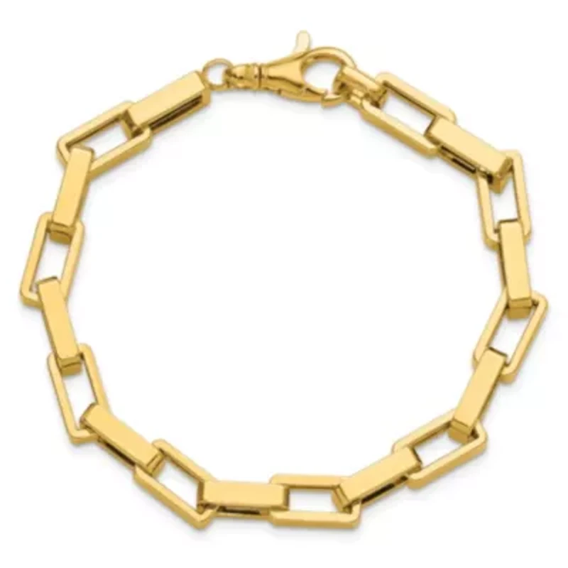 14K Yellow Gold Polished Fancy Rectangular Link Bracelet