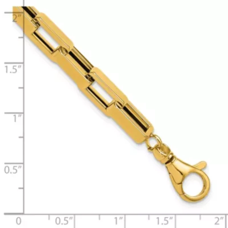 14K Yellow Gold Polished Fancy Rectangular Link Bracelet