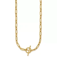 14K Yellow Gold Polished and Twisted Fancy Link Toggle Necklace
