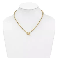 14K Yellow Gold Polished and Twisted Fancy Link Toggle Necklace