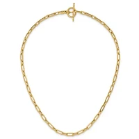 14K Yellow Gold Polished and Twisted Fancy Link Toggle Necklace