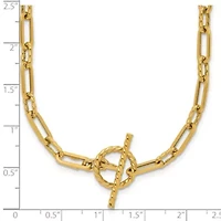 14K Yellow Gold Polished and Twisted Fancy Link Toggle Necklace