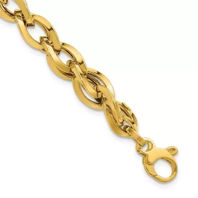 14K Yellow Gold Polished Fancy Twisted Link Bracelet