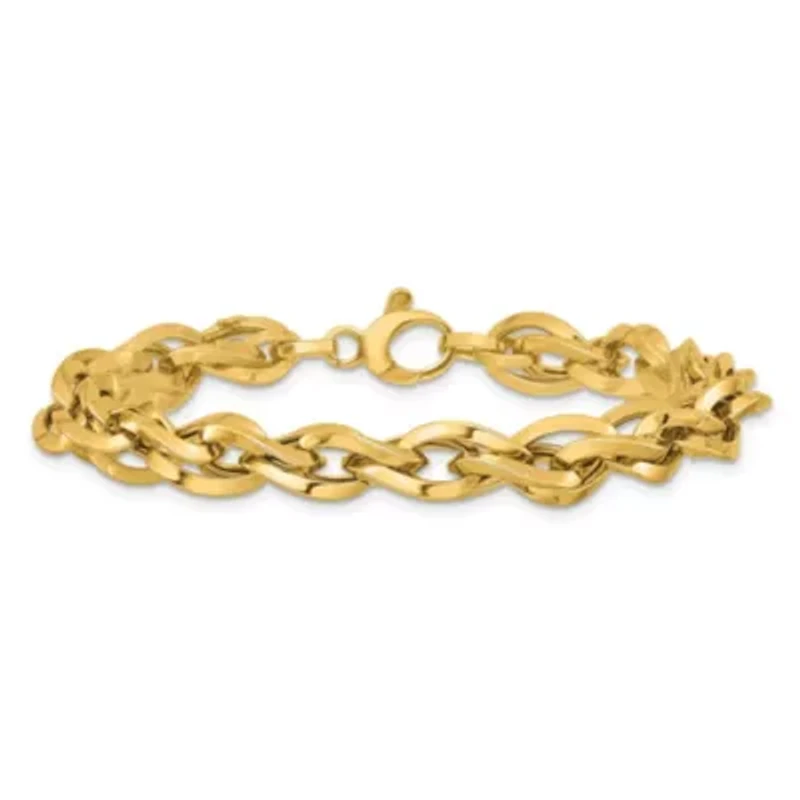 14K Yellow Gold Polished Fancy Twisted Link Bracelet