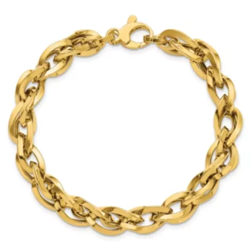 14K Yellow Gold Polished Fancy Twisted Link Bracelet