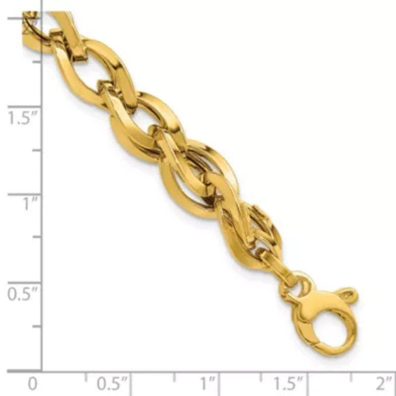 14K Yellow Gold Polished Fancy Twisted Link Bracelet