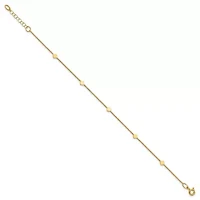 14K Yellow Gold Polished Diamond-shaped Disk Station with 1-inch Extension Bracelet