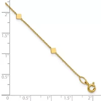 14K Yellow Gold Polished Diamond-shaped Disk Station with 1-inch Extension Bracelet