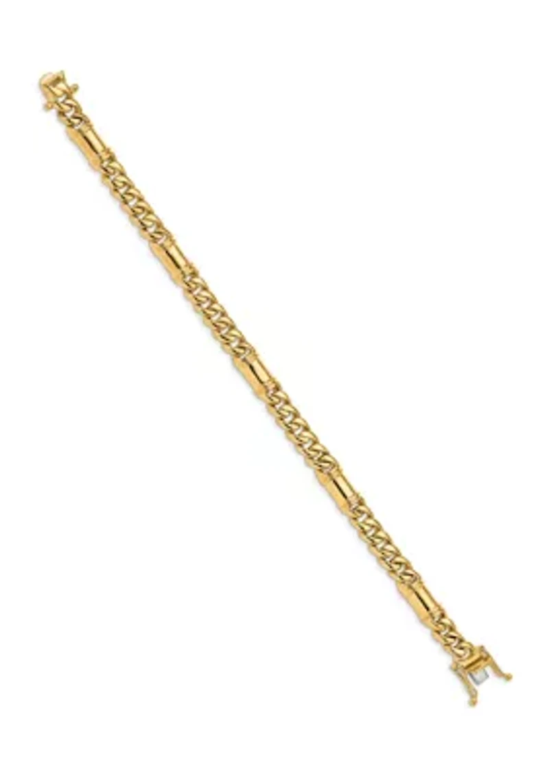 Mens 14K Yellow Gold 7.5 Millimeter Hand-Polished Fancy Link Bracelet