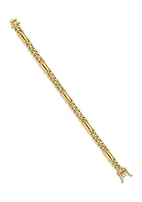 Mens 14K Yellow Gold 7.5 Millimeter Hand-Polished Fancy Link Bracelet