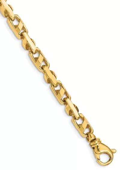 Mens 14K Yellow Gold 5.5 Millimeter Fancy Link Bracelet