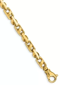Mens 14K Yellow Gold 5.5 Millimeter Fancy Link Bracelet