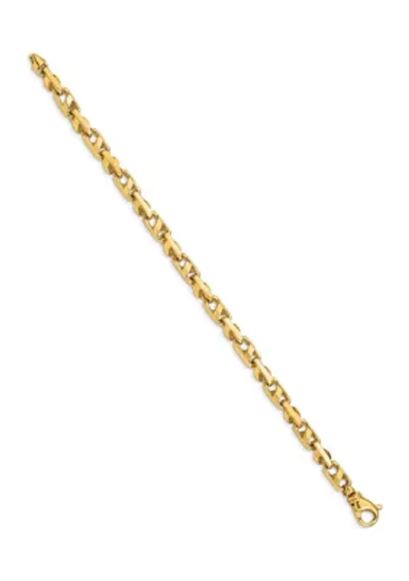 Mens 14K Yellow Gold 5.5 Millimeter Fancy Link Bracelet