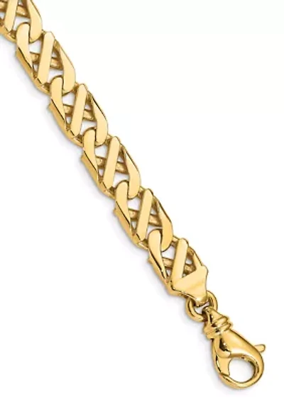 Mens 14K Yellow Gold 7.9 Millimeter Fancy Link Bracelet