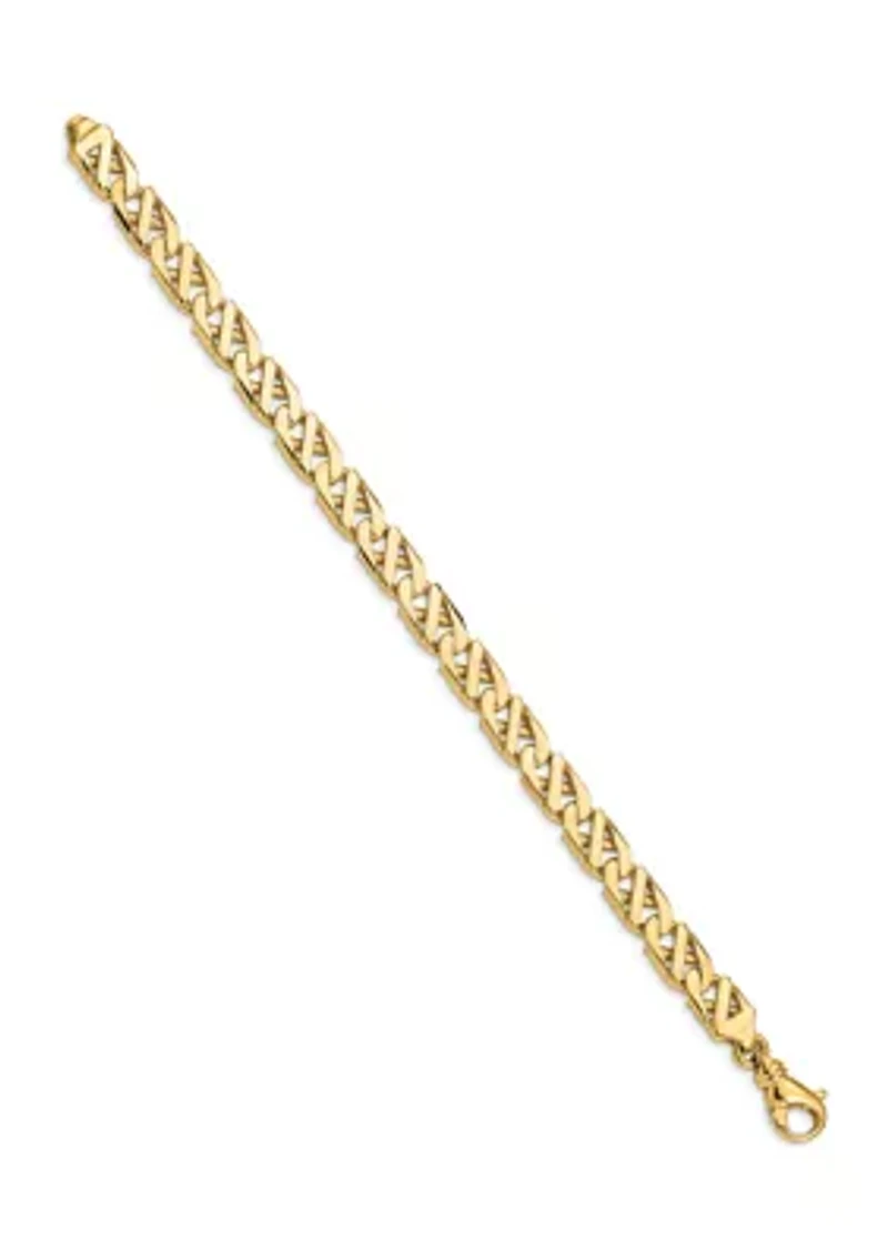Mens 14K Yellow Gold 7.9 Millimeter Fancy Link Bracelet
