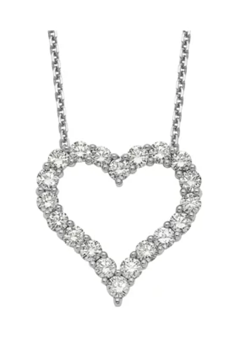 2 ct. t.w. Diamond Heart 18 Inch Necklace in 14K White Gold