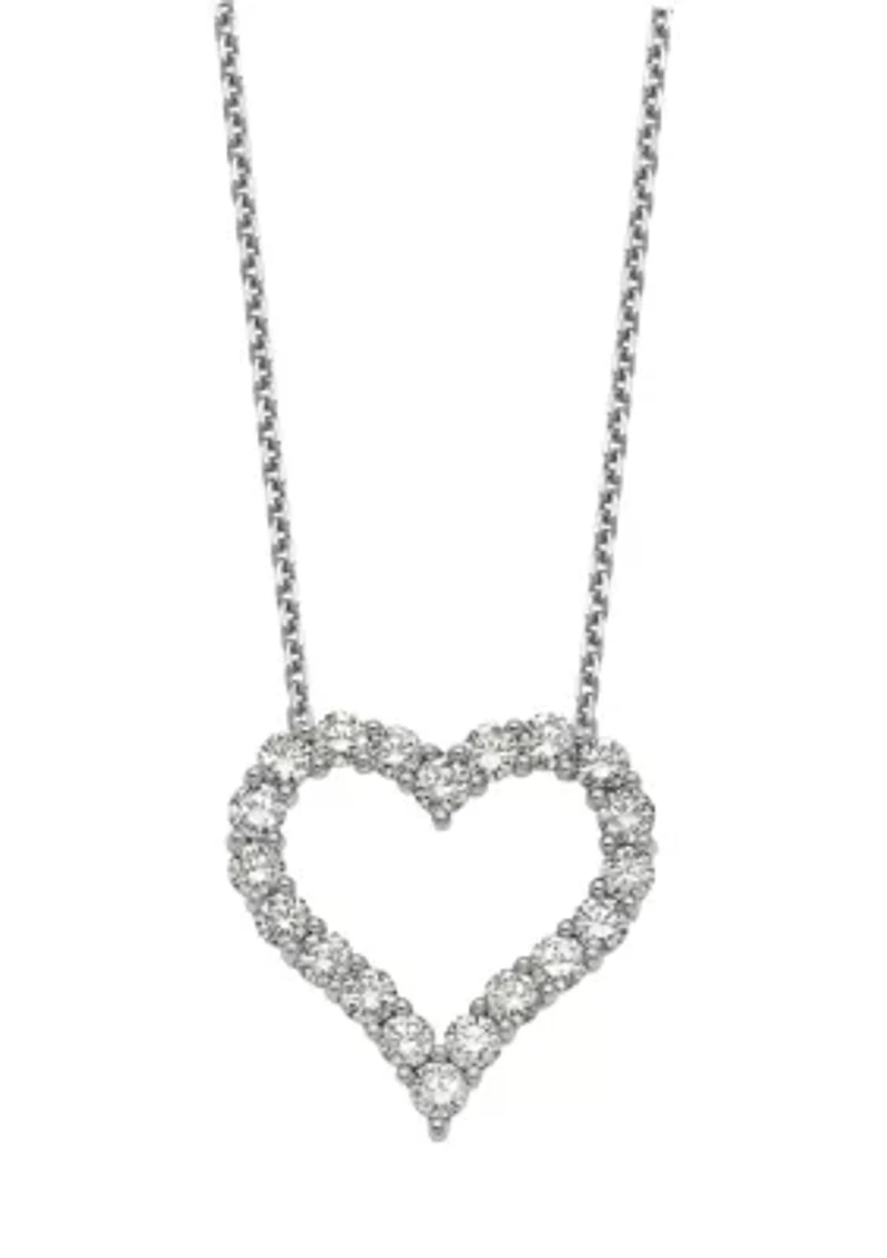 2 ct. t.w. Diamond Heart 18 Inch Necklace in 14K White Gold