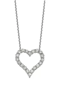 2 ct. t.w. Diamond Heart 18 Inch Necklace in 14K White Gold