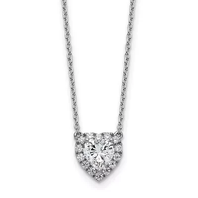 Lab Created 1.22 ct. t.w. Lab Grown Diamond VS/SI+ G+ 16-inch Halo Heart Necklace in 14K White Gold
