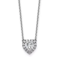 Lab Created 1.22 ct. t.w. Lab Grown Diamond VS/SI+ G+ 16-inch Halo Heart Necklace in 14K White Gold