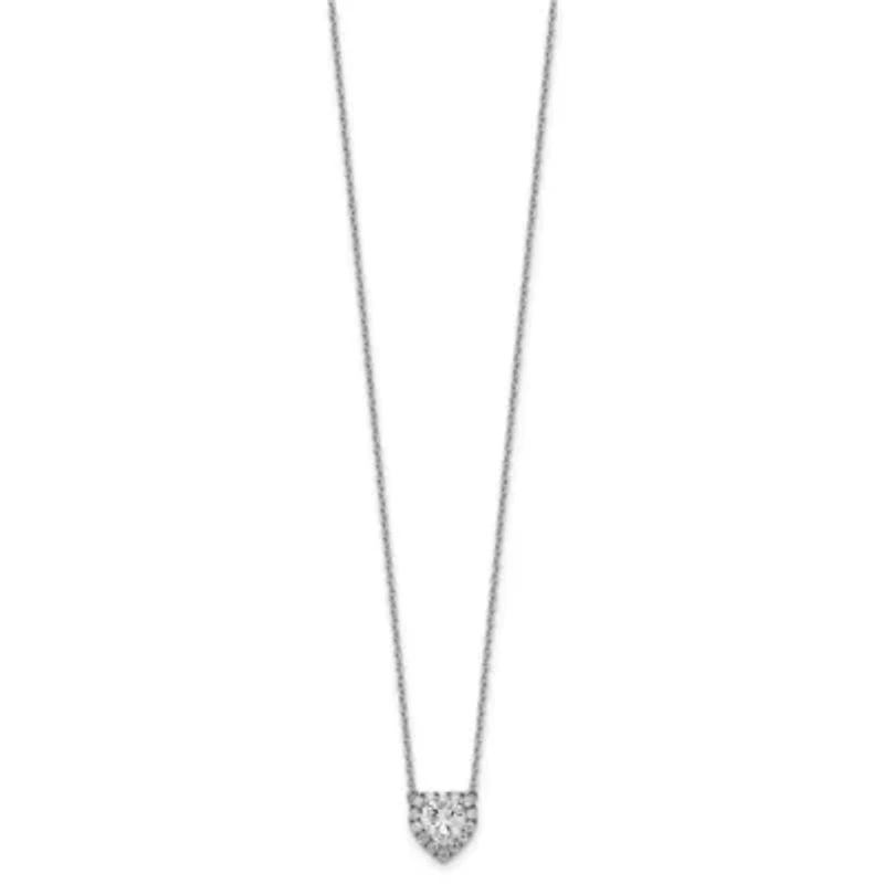 Lab Created 1.22 ct. t.w. Lab Grown Diamond VS/SI+ G+ 16-inch Halo Heart Necklace in 14K White Gold