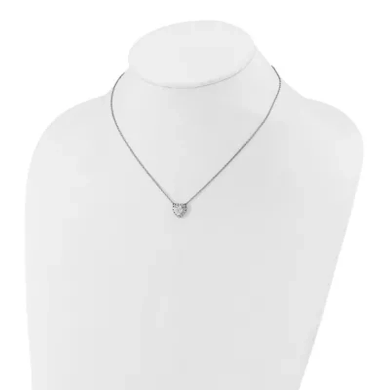 Lab Created 1.22 ct. t.w. Lab Grown Diamond VS/SI+ G+ 16-inch Halo Heart Necklace in 14K White Gold