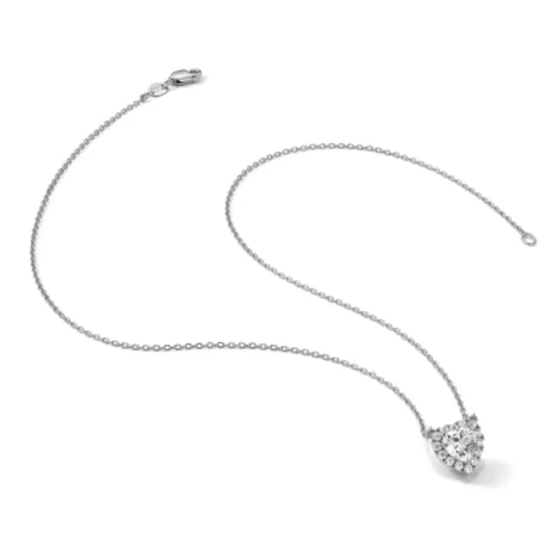 Lab Created 1.22 ct. t.w. Lab Grown Diamond VS/SI+ G+ 16-inch Halo Heart Necklace in 14K White Gold