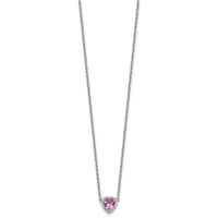 Lab Created / ct. t.w. Pink Sapphire and 1/ ct. t.w. Lab Grown Diamond VS+ F+ 18-inch Heart Necklace in 14K White Gold