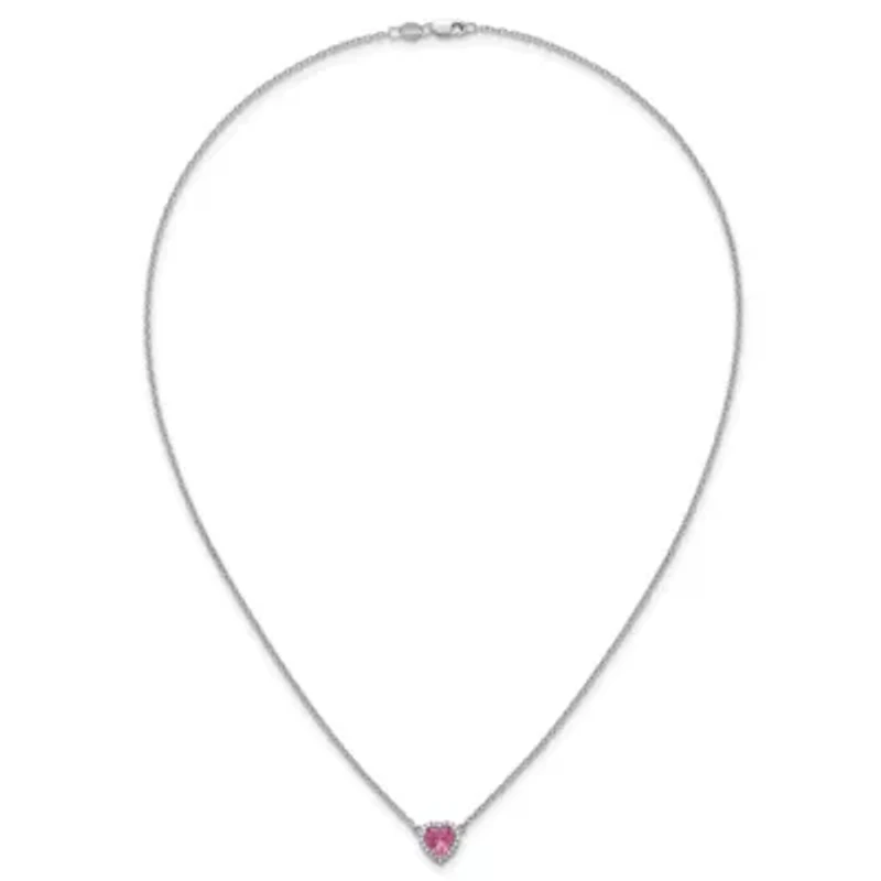 Lab Created / ct. t.w. Pink Sapphire and 1/ ct. t.w. Lab Grown Diamond VS+ F+ 18-inch Heart Necklace in 14K White Gold
