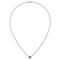 Lab Created / ct. t.w. Pink Sapphire and 1/ ct. t.w. Lab Grown Diamond VS+ F+ 18-inch Heart Necklace in 14K White Gold