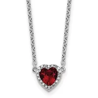 Lab Created 1 ct. t.w. Ruby and 1/10 ct. t.w. Lab Grown Diamond VS+ F+ 18-inch Heart Necklace in 14K White Gold