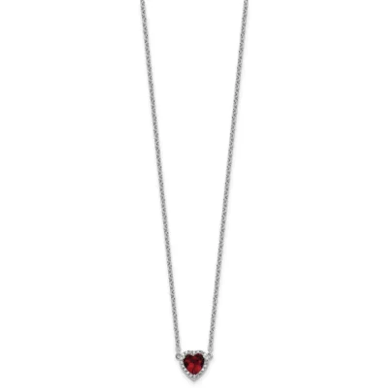 Lab Created 1 ct. t.w. Ruby and 1/10 ct. t.w. Lab Grown Diamond VS+ F+ 18-inch Heart Necklace in 14K White Gold