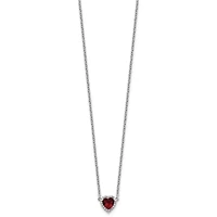 Lab Created 1 ct. t.w. Ruby and 1/10 ct. t.w. Lab Grown Diamond VS+ F+ 18-inch Heart Necklace in 14K White Gold