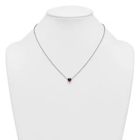 Lab Created 1 ct. t.w. Ruby and 1/10 ct. t.w. Lab Grown Diamond VS+ F+ 18-inch Heart Necklace in 14K White Gold