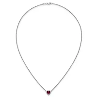 Lab Created 1 ct. t.w. Ruby and 1/10 ct. t.w. Lab Grown Diamond VS+ F+ 18-inch Heart Necklace in 14K White Gold