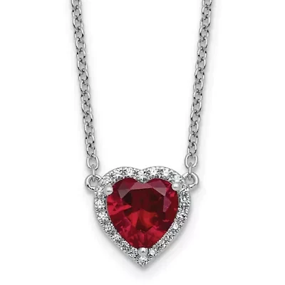 Lab Created 2.5 ct. t.w. Ruby and 1/6 ct. t.w. Lab Grown Diamond VS+ F+ 18-inch Heart Necklace in 14K White Gold