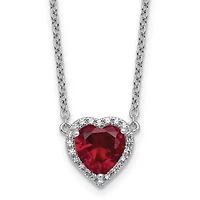 Lab Created 2.5 ct. t.w. Ruby and 1/6 ct. t.w. Lab Grown Diamond VS+ F+ 18-inch Heart Necklace in 14K White Gold