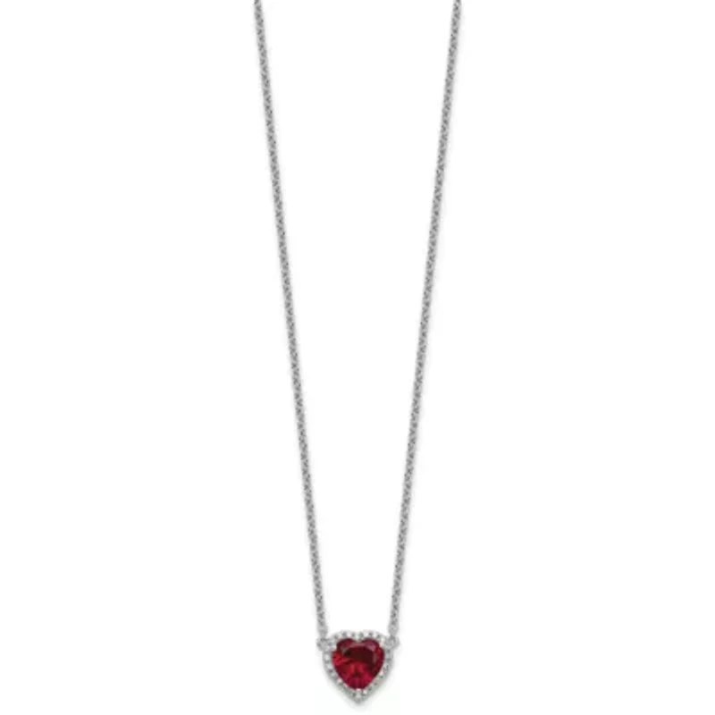 Lab Created 2.5 ct. t.w. Ruby and 1/6 ct. t.w. Lab Grown Diamond VS+ F+ 18-inch Heart Necklace in 14K White Gold