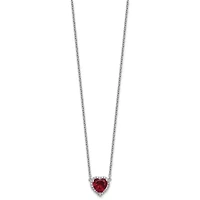 Lab Created 2.5 ct. t.w. Ruby and 1/6 ct. t.w. Lab Grown Diamond VS+ F+ 18-inch Heart Necklace in 14K White Gold
