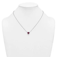 Lab Created 2.5 ct. t.w. Ruby and 1/6 ct. t.w. Lab Grown Diamond VS+ F+ 18-inch Heart Necklace in 14K White Gold