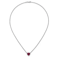 Lab Created 2.5 ct. t.w. Ruby and 1/6 ct. t.w. Lab Grown Diamond VS+ F+ 18-inch Heart Necklace in 14K White Gold